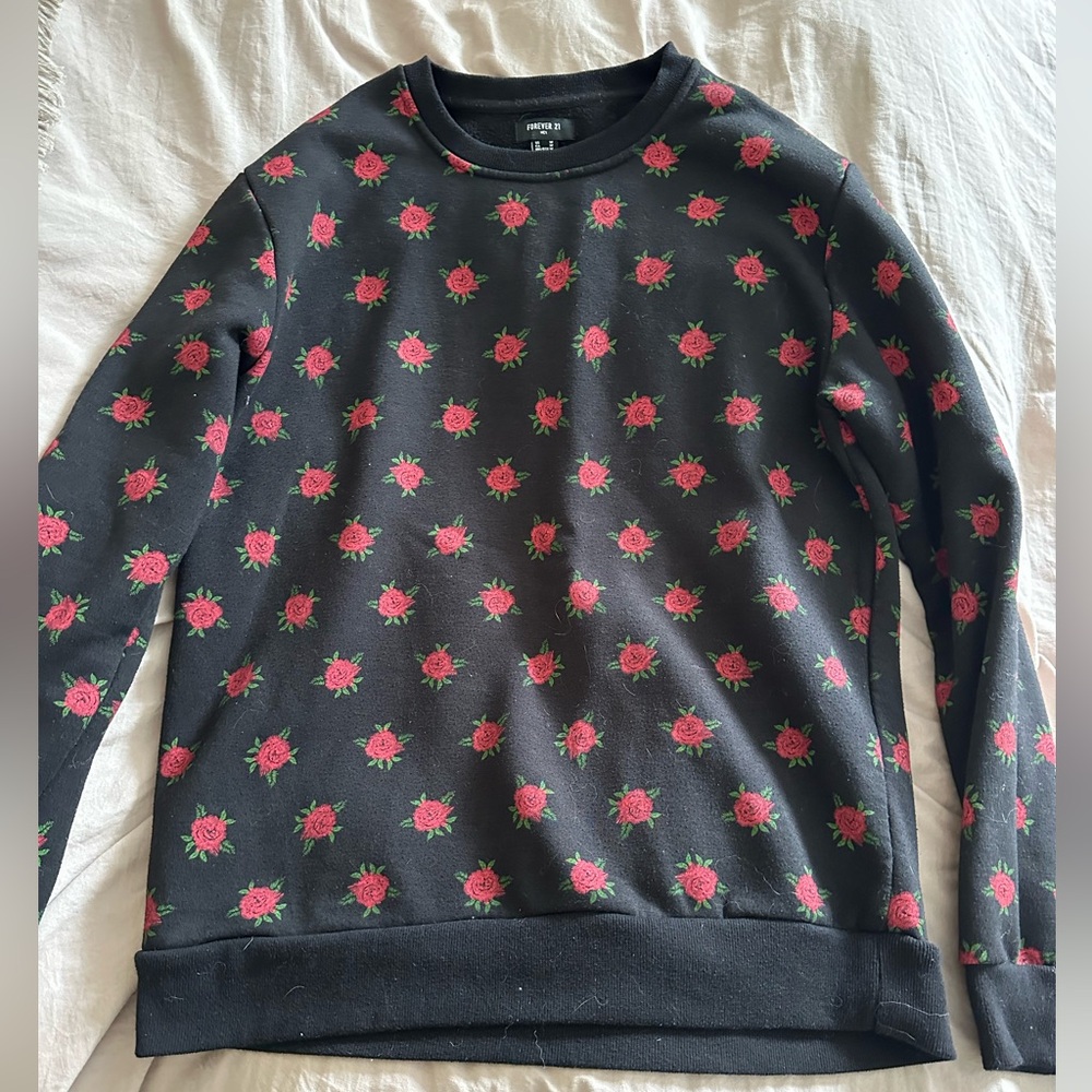 Forever 21 Black Floral Sweatshirt